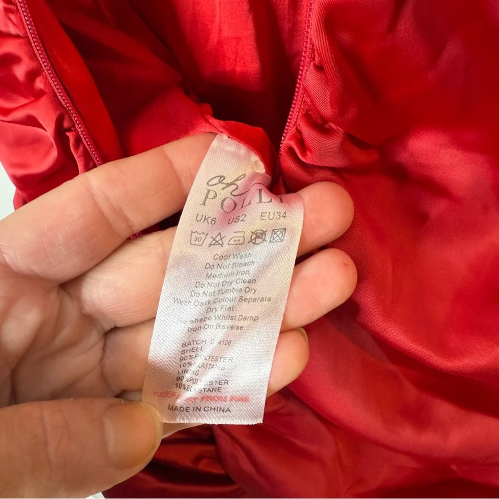 Oh Polly All For You Lace Trim Cowl Neck Satin Red Mini Dress holiday event - Picture 4 of 10